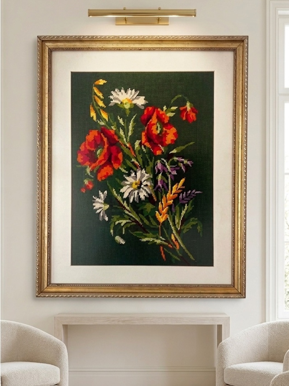 French Floral Needlepoint Vintage Margot de Paris Hand Stitched Tapestry #557 - Picture 16 of 16